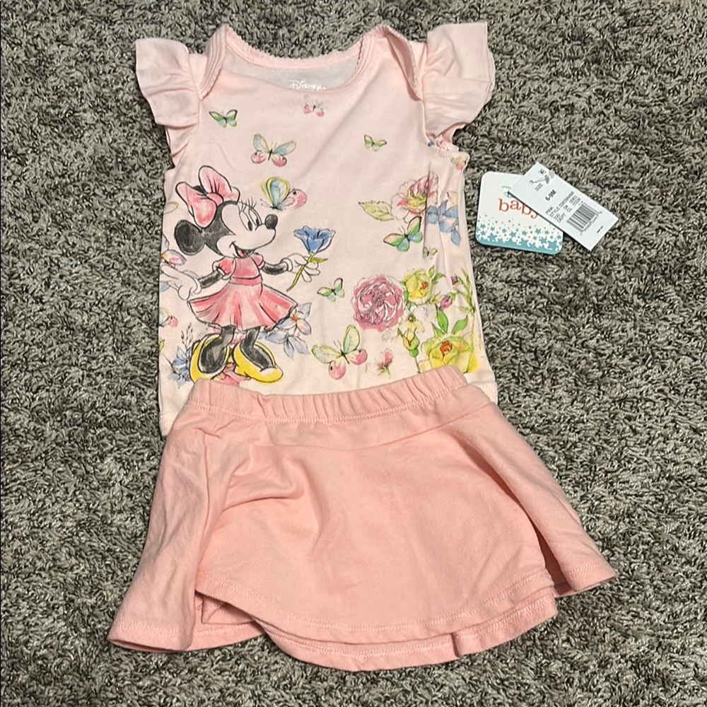 NWT Disney Baby Minnie Mouse Floral Bodysuit & Skirt